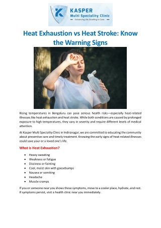 Heat Exhaustion vs Heat Stroke Know the Warning Signs