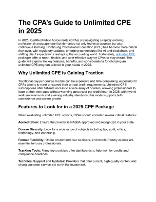 The CPA’s Guide to Unlimited CPE in 2025