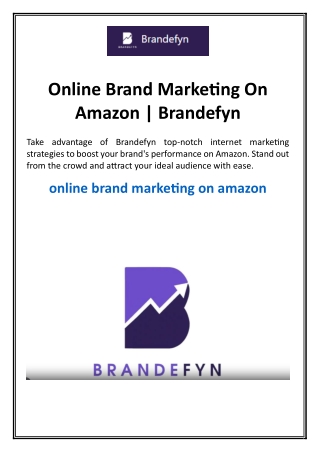 Online Brand Marketing On Amazon
