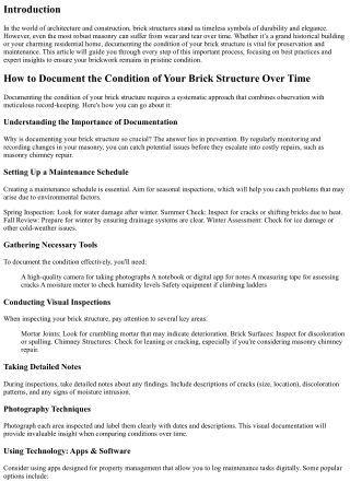 How to Document the Condition of Your Brick Structure Over Time