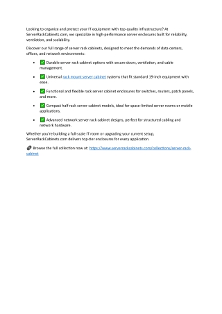 Explore Professional Server Rack Cabinet Solutions