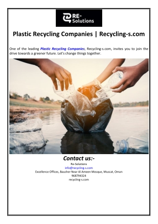 Plastic Recycling Companies | Recycling-s.com