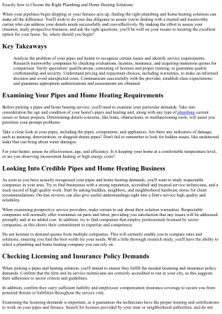 How to Select the Right Pipes and Heating Solutions