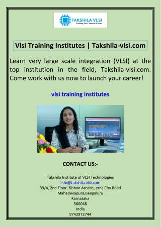 Vlsi Training Institutes Takshila-vlsi.com