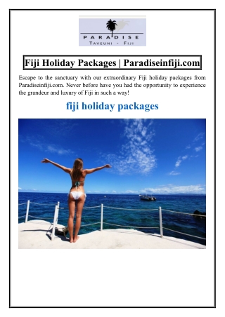 Fiji Holiday Packages | Paradiseinfiji.com