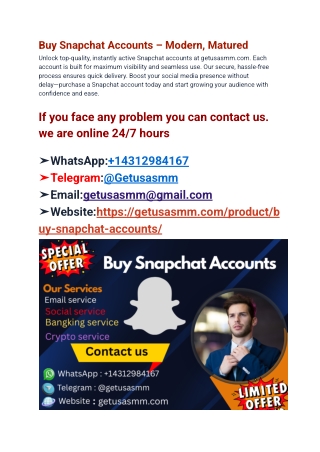 Buy Snapchat Accounts – Modern, Matured