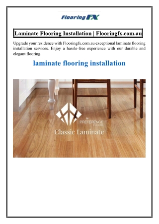 Laminate Flooring Installation | Flooringfx.com.au