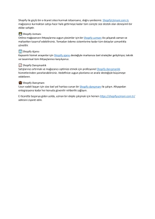 Profesyonel Shopify Hizmetleri – Shopify Uzmanı