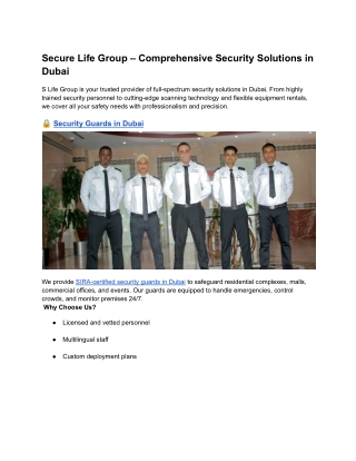 Comprehensive Security Solutions in Dubai | Security Guards, Equipment & Scanner