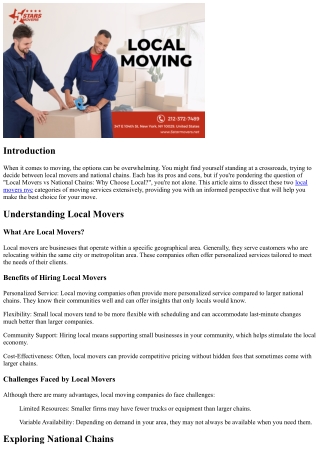 Local Movers vs National Chains: Why Choose Local?