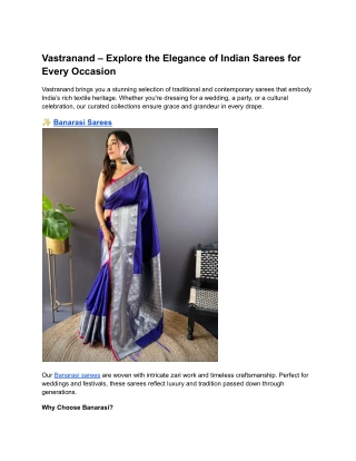 Vastranand – Explore the Elegance of Indian Sarees for Every Occasion
