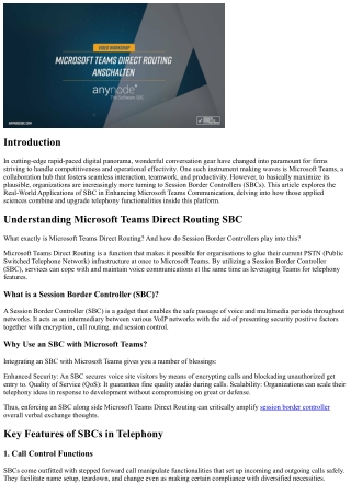 Real-World Applications of Session Border Controller in Enhancing Microsoft Team