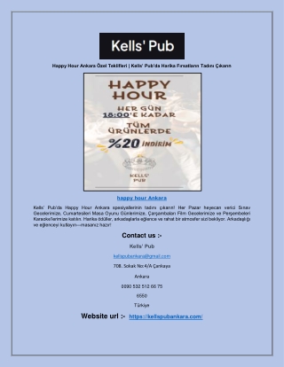 Happy Hour Ankara Özel Teklifleri | Kells’ Pub’da Harika Fırsatların Tadını Çıka