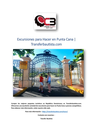 Excursiones para Hacer en Punta Cana | Transferbautista.com