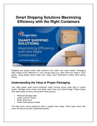 Smart Shipping Solutions Maximizing Efficiency with the Right Containers