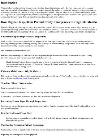 How Regular Inspections Prevent Costly Emergencies During Cold Months