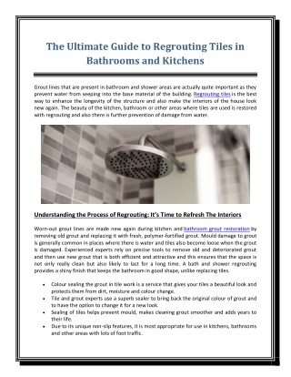 The Ultimate Guide to Regrouting Tiles in Bathrooms and Kitchens