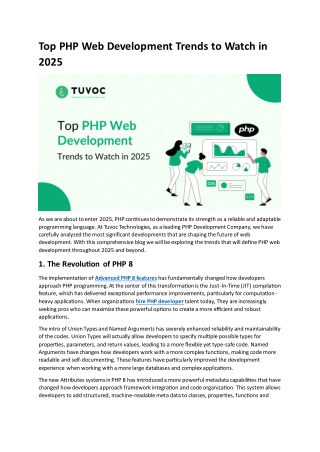 Top PHP Web Development Trends to Watch in 2025