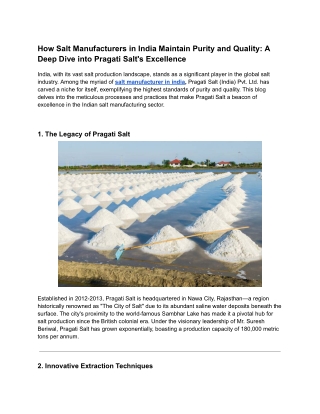 How Salt Manufacturers in India Maintain Purity and Quality_ A Deep Dive into Pragati Salt's Excellence