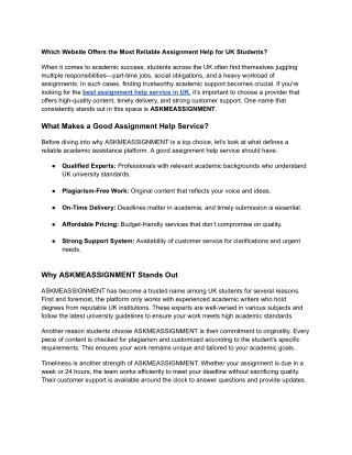 Which Website Offers the Most Reliable Assignment Help for UK Students