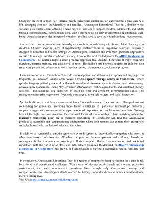 Trusted Autism Treatment in Coimbatore for Every Child