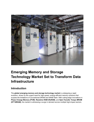 Emerging Memory and Storage Technology Market Set to Transform Data Infrastructure