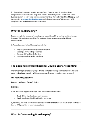 Basic Rules of Bookkeeping for Australian Businesses