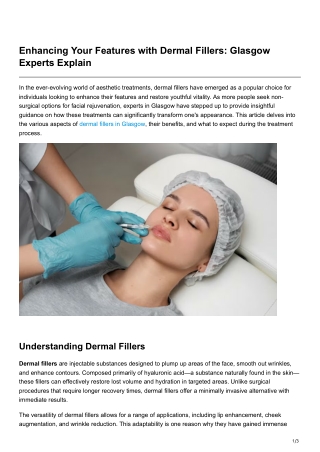 Enhancing Your Features with Dermal Fillers Glasgow Experts Explain