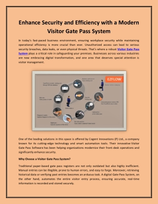 Enhance Security and Efficiency with a Modern Visitor Gate Pass System
