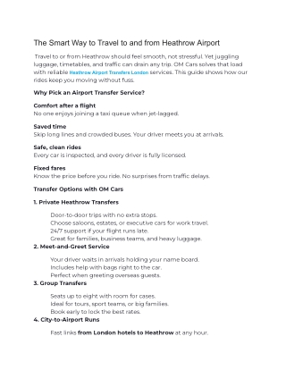 The Smart Way to Travel to and from Heathrow Airport