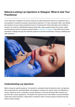 Natural-Looking Lip Injections in Glasgow What to Ask Your Practitioner