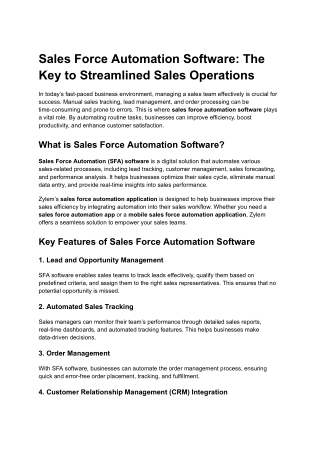Sales Force Automation Software_ The Key to Streamlined Sales Operations