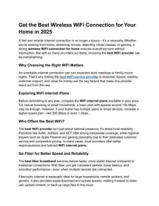 Get the Best Wireless WiFi Connection for Your Home in 2025