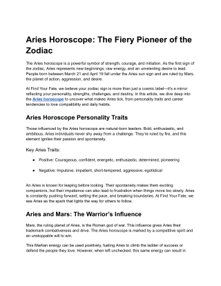 Aries Horoscope: The Fiery Pioneer of the Zodiac
