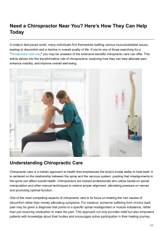 Need a Chiropractor Near You Heres How They Can Help Today