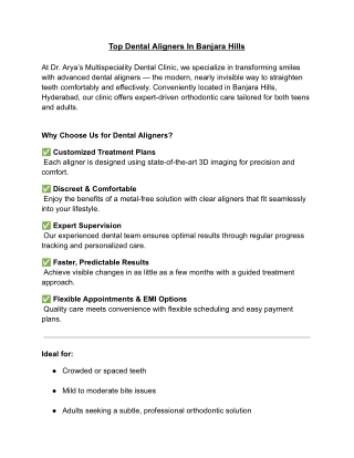 Top Dental Aligners In Banjara Hills