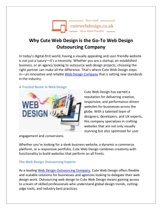 Why Cute Web Design is the Go-To Web Design Outsourcing Company