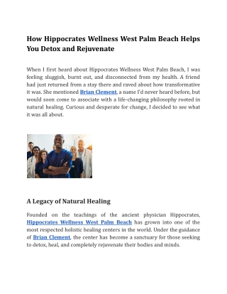 How Hippocrates Wellness West Palm Beach Helps You Detox and Rejuvenate