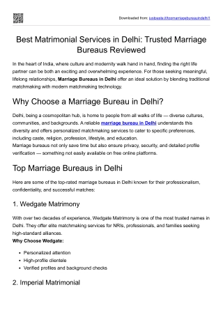 Best Matrimonial Services in Delhi: Trusted Marriage Bureaus Reviewed