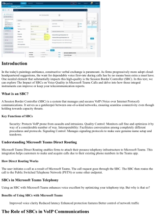The Effect of Session Border Controllers on Sound Performance in Microsoft Teams