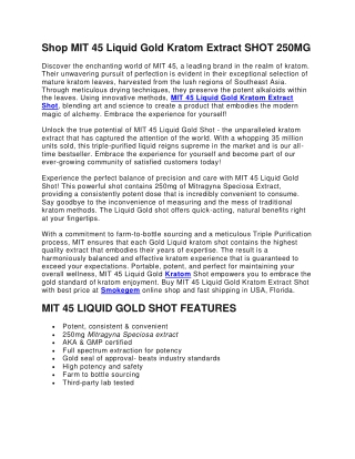 Shop MIT 45 Liquid Gold Kratom Extract SHOT 250MG