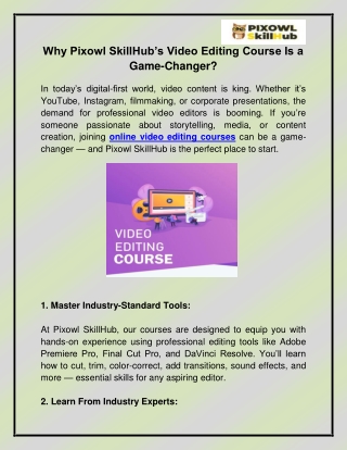 Online Video Editing courses