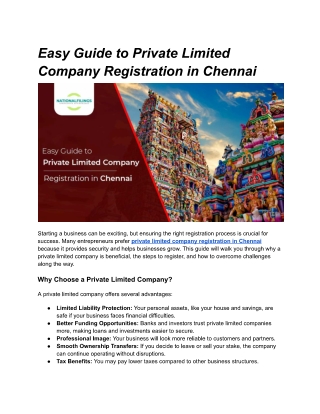 Private limited company registration in Chennai