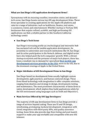 What are San Diego's iOS application development firms