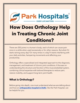 How Does Orthology Help in Treating Chronic Joint Conditions_