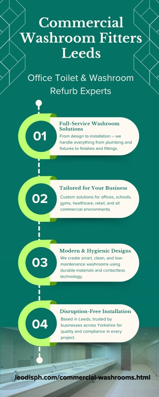 Office toilet refurbishment, Commercial washroom installers & fitters Leeds