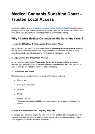 Medical Cannabis Sunshine Coast – Trusted Local Access