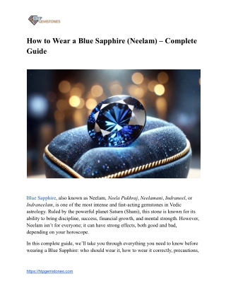 How to Wear a Blue Sapphire (Neelam) – The Ultimate Guide
