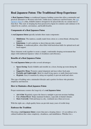 Real Japanese Futon: The Traditional Sleep Experience