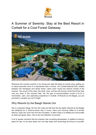 A Summer of Serenity_ Stay at the Best Resort in Corbett for a Cool Forest Getaway